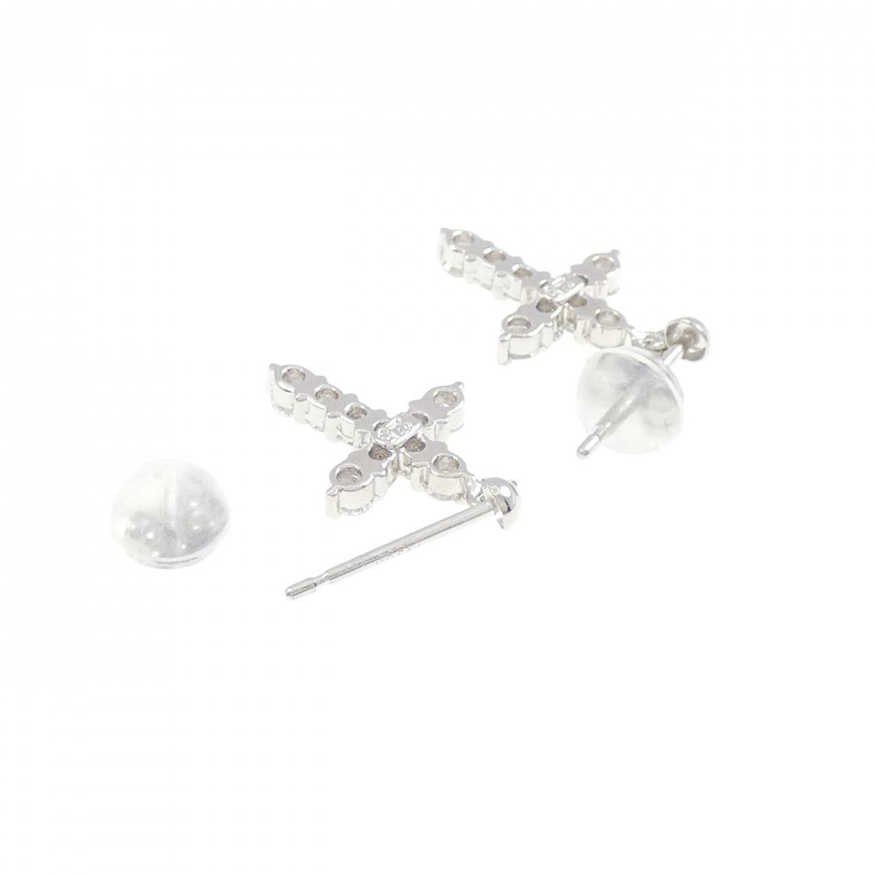 PT900 クロス ダイヤモンド ピアス 0.50CT