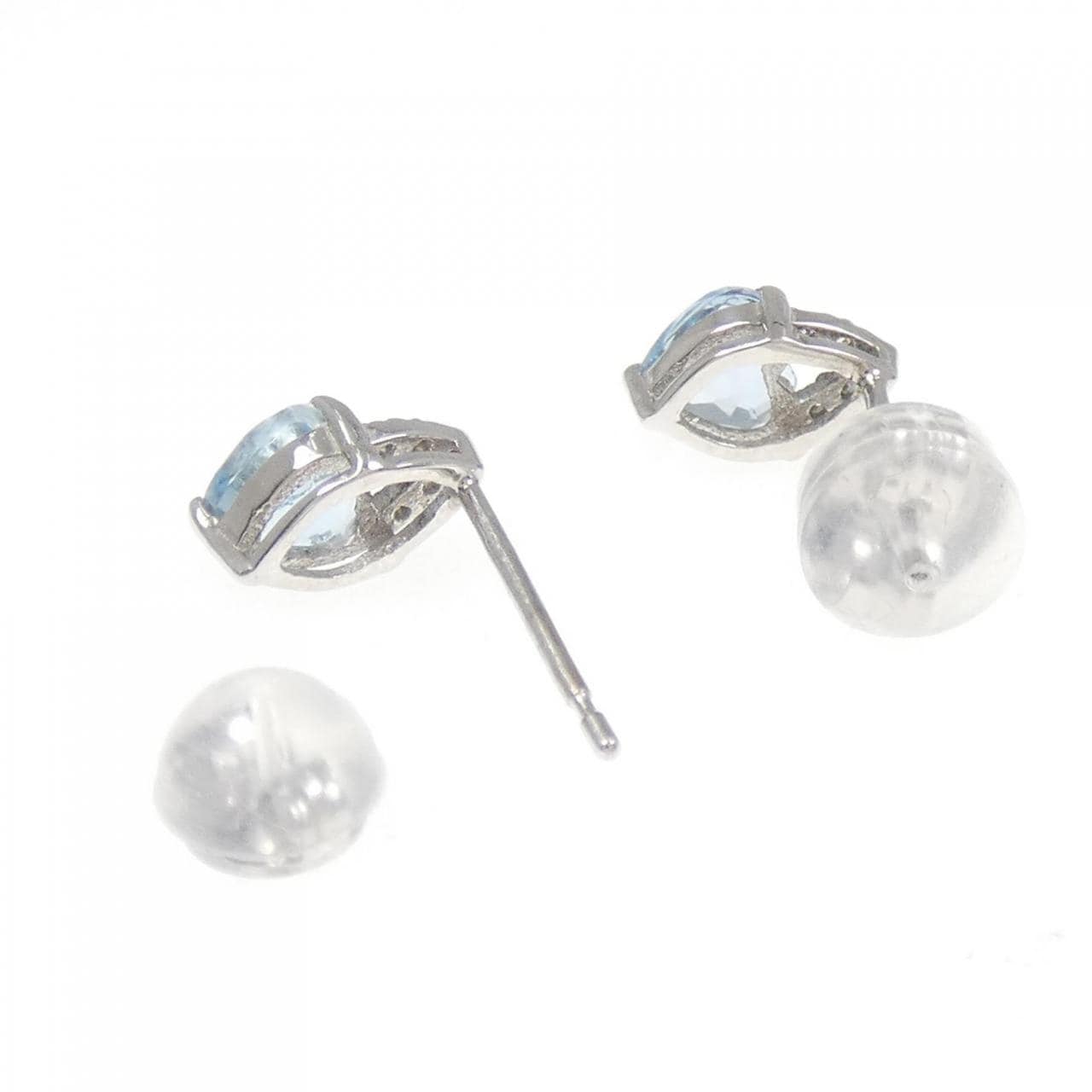 K18WG ハート アクアマリン ピアス 0.60CT