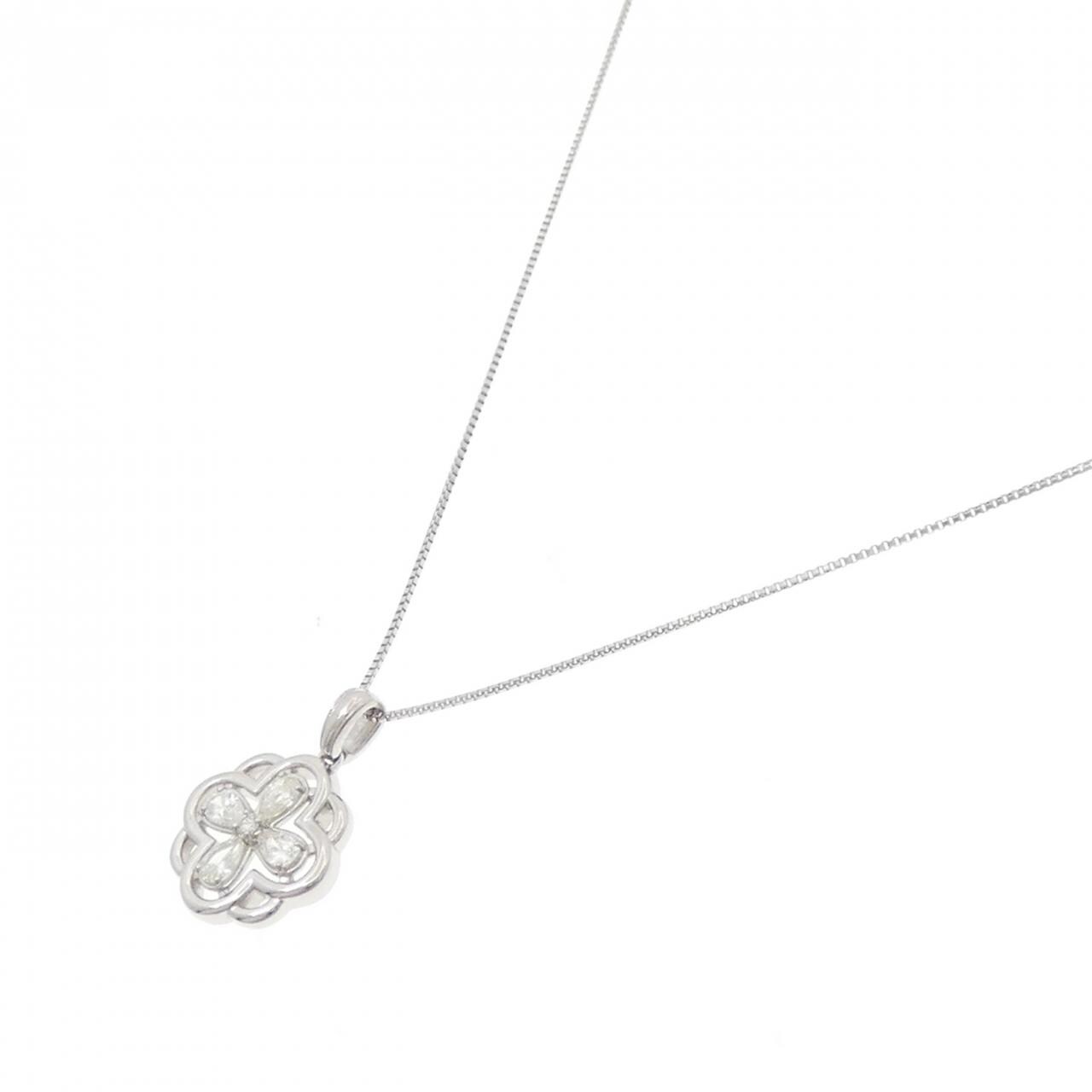 【新品】PT900/PT850 フラワー ダイヤモンド ネックレス 0.22CT