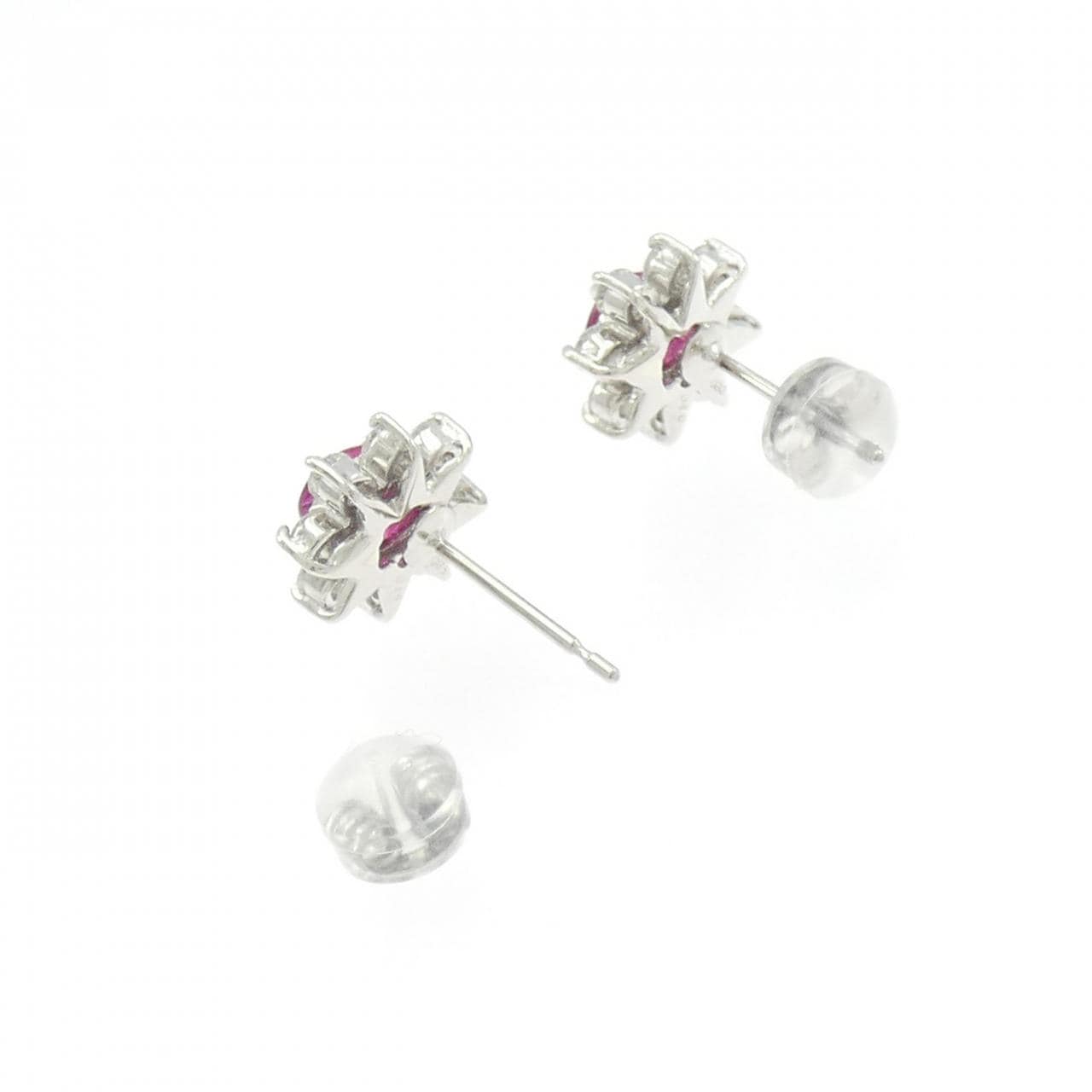 PT900 フラワー ルビー ピアス 0.90CT