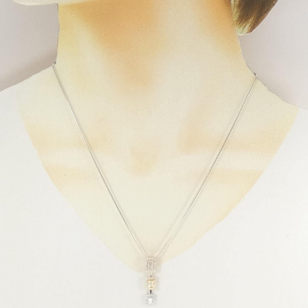 750スリーカラー/K18WG ダイヤモンド ネックレス 1.31CT
