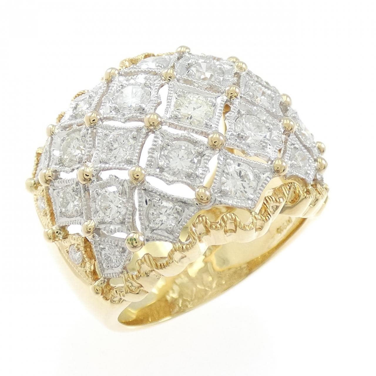 K18YG/PT900 ダイヤモンド リング