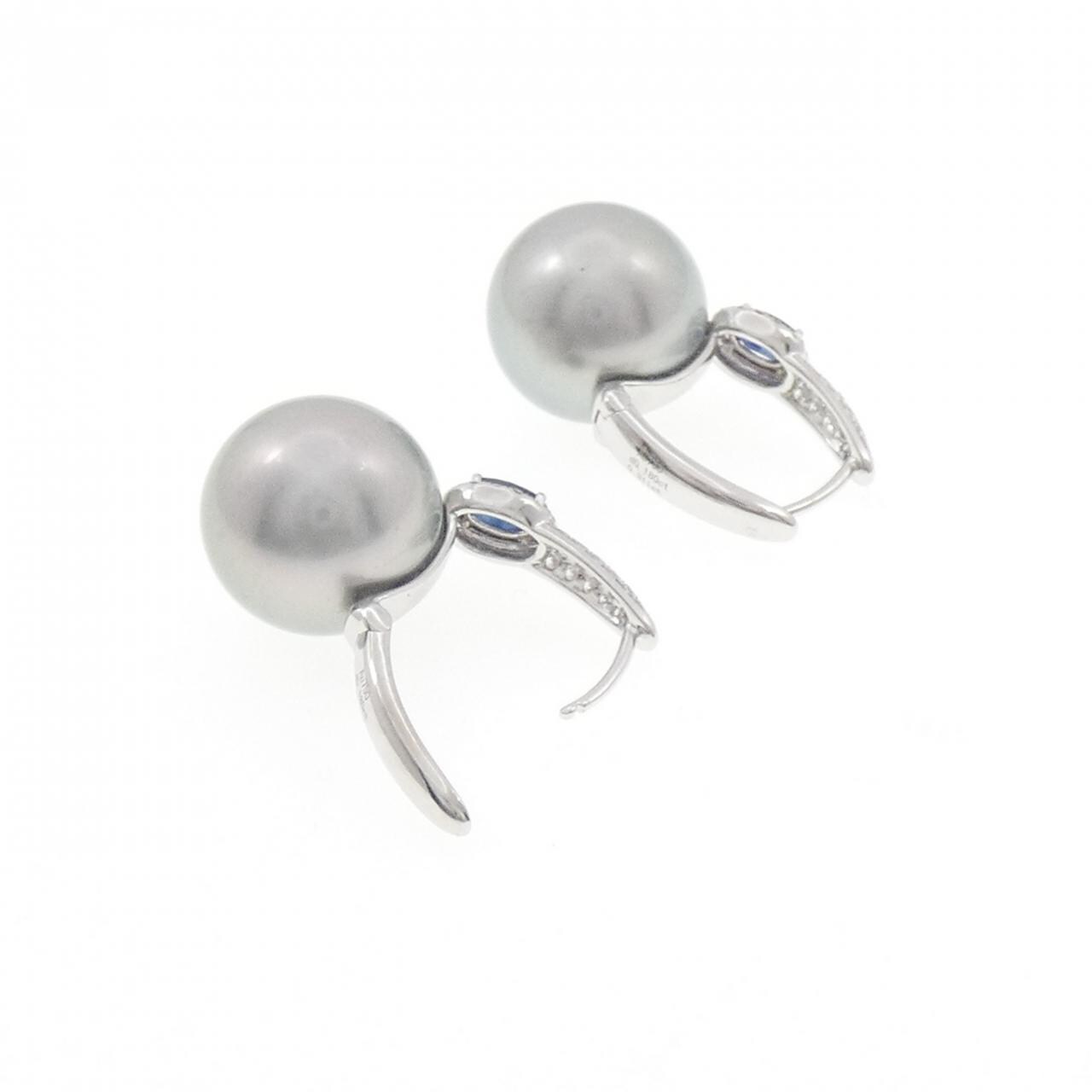 750WG 黒蝶パール ピアス 13.3mm