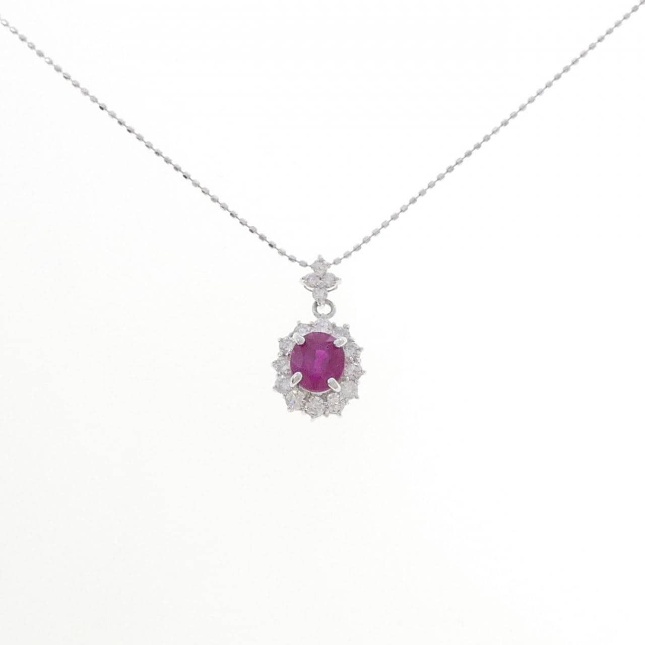 K18WG ルビー ネックレス 1.27CT