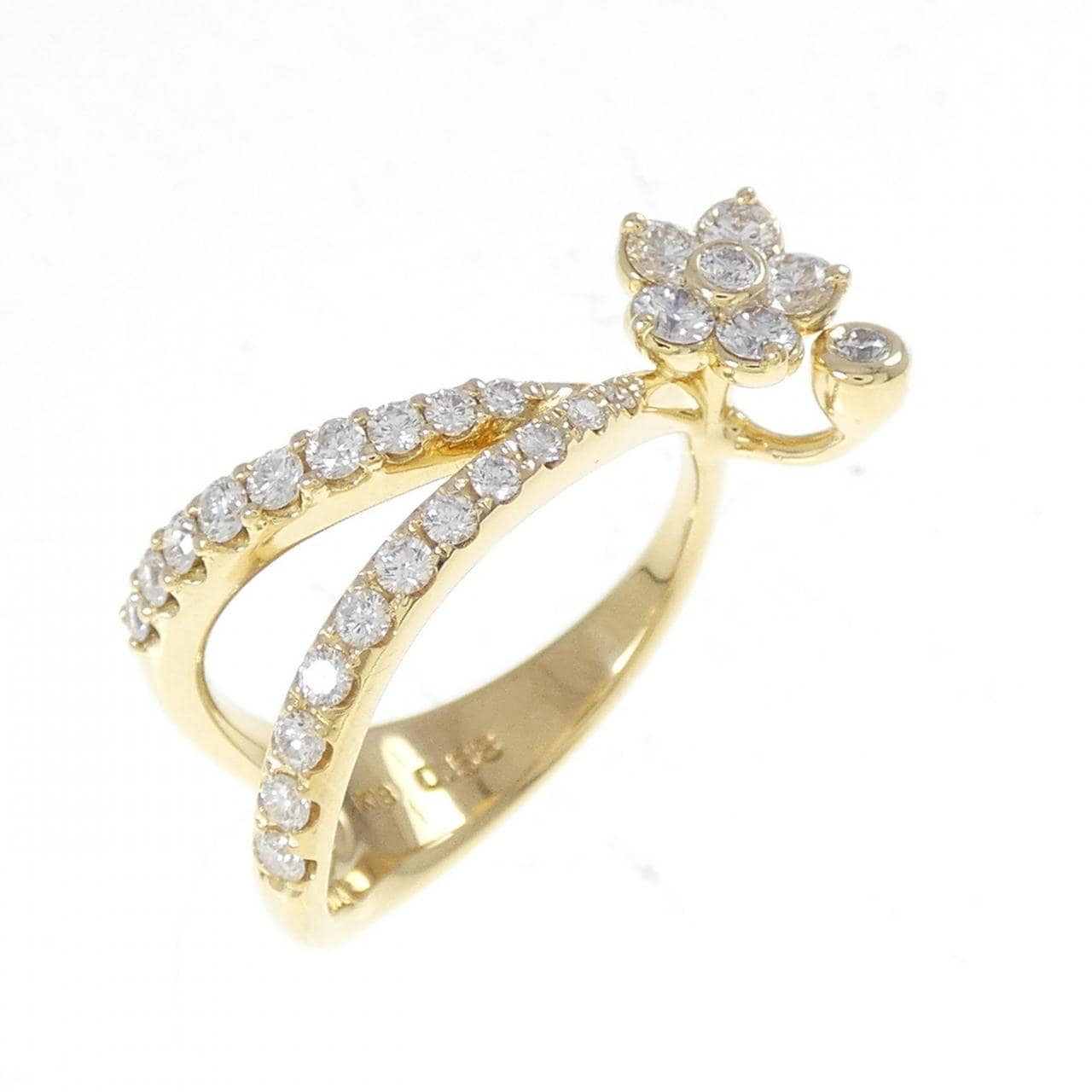 K18YG フラワー ダイヤモンド リング 0.58CT
