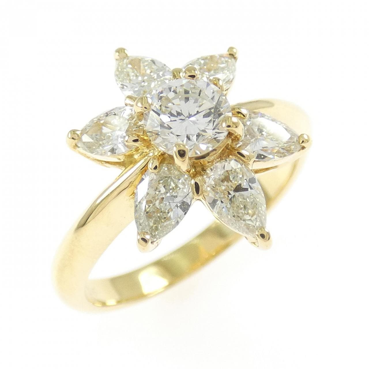 K18YG フラワー ダイヤモンド リング 0.39CT