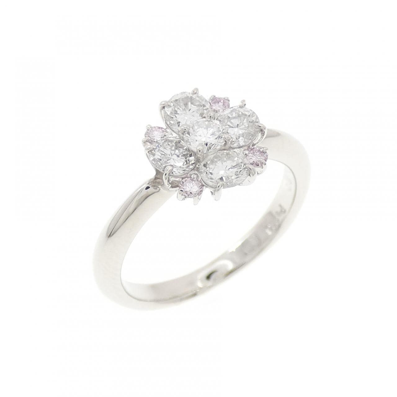 PT900 フラワー ダイヤモンド ピンキーリング 0.52CT
