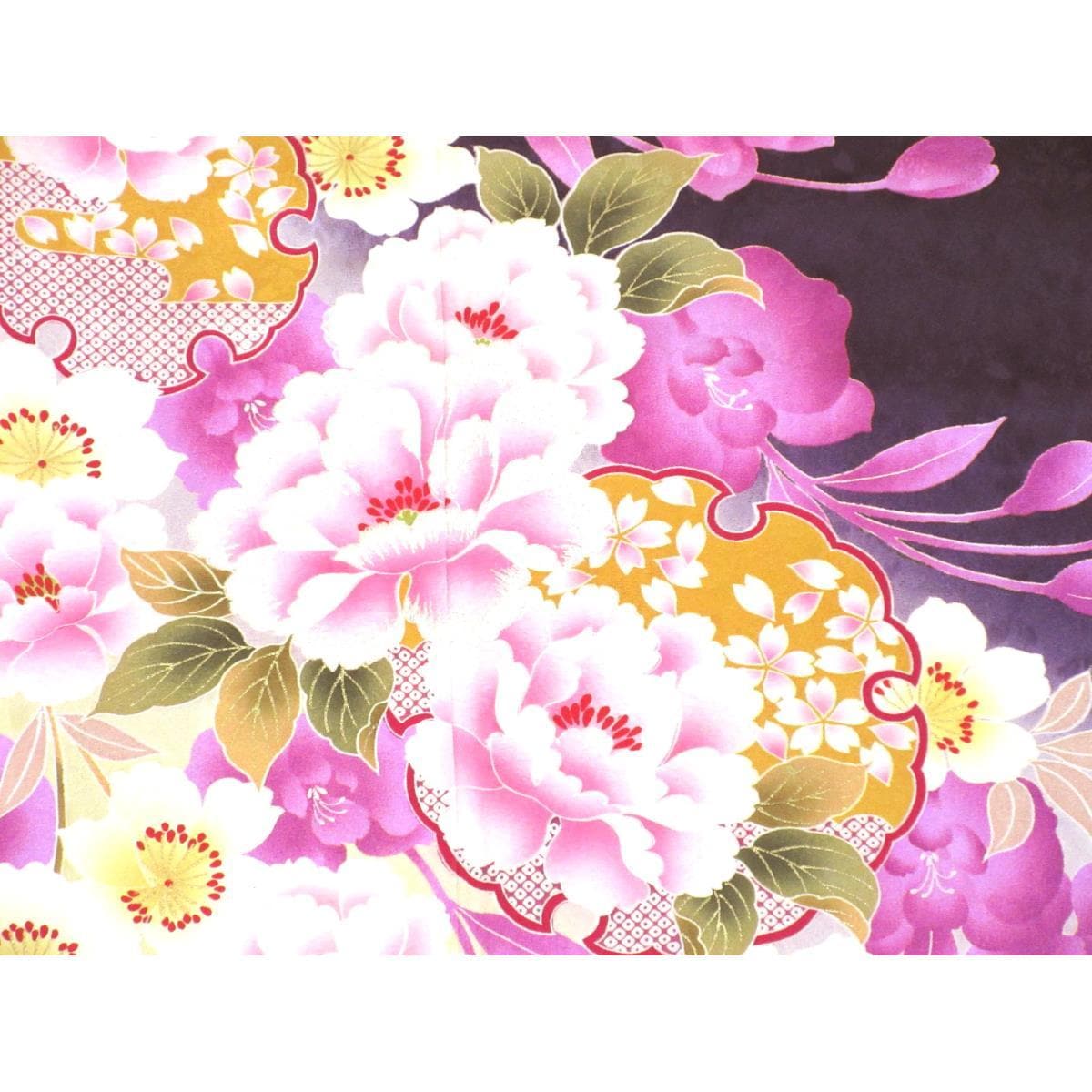 振袖　友禅加工　刺繍入りボカシ染