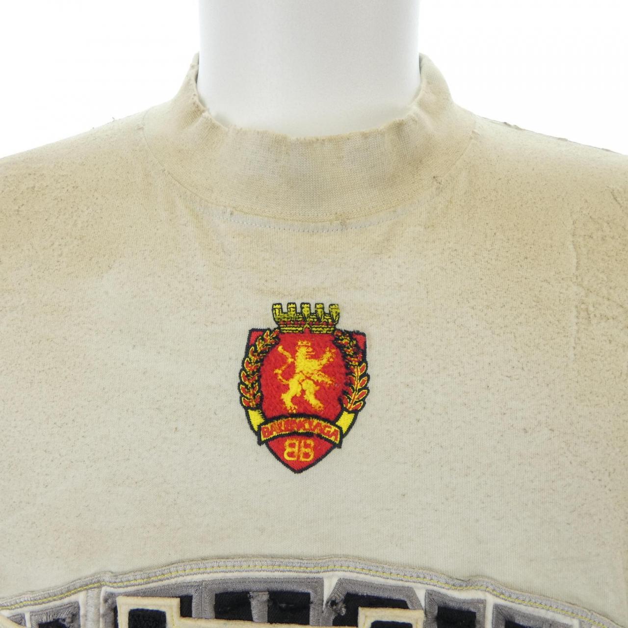 バレンシアガ BALENCIAGA クラッシュダスト加工ワッペンTシャツ 739028 TOVN2 UNISEX Tシャツ