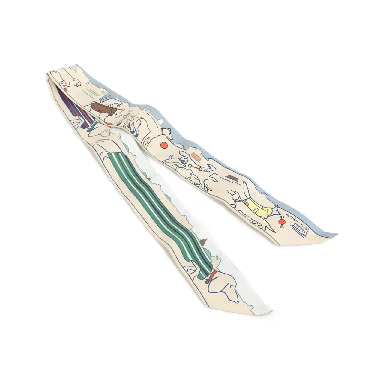 エルメス LES CHIENS PARISIENS ツイリー 064116S スカーフ