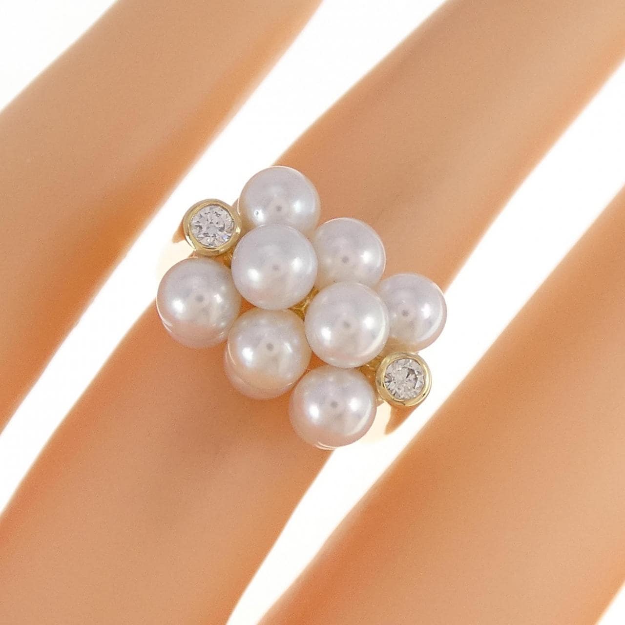 K18YG Akoya pearl ring