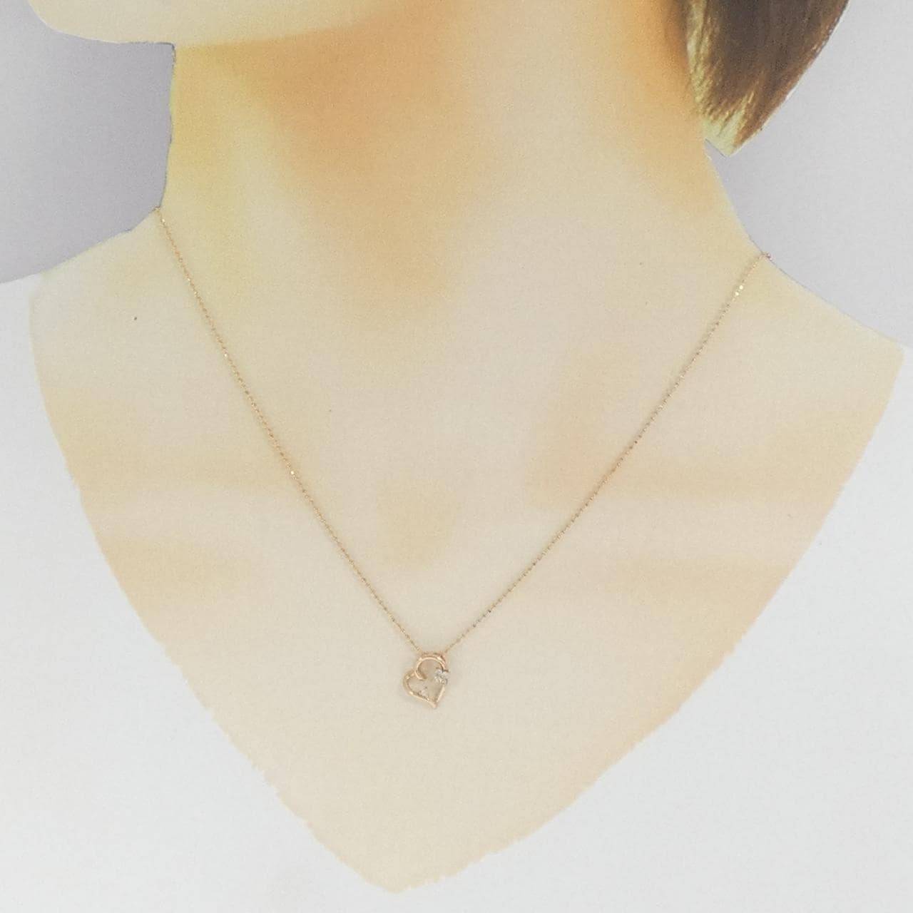 K18PG ハート ダイヤモンド ネックレス 0.05CT