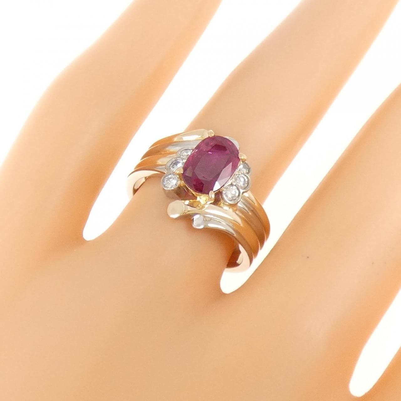 K18PG/K18WG ルビー リング 0.84CT