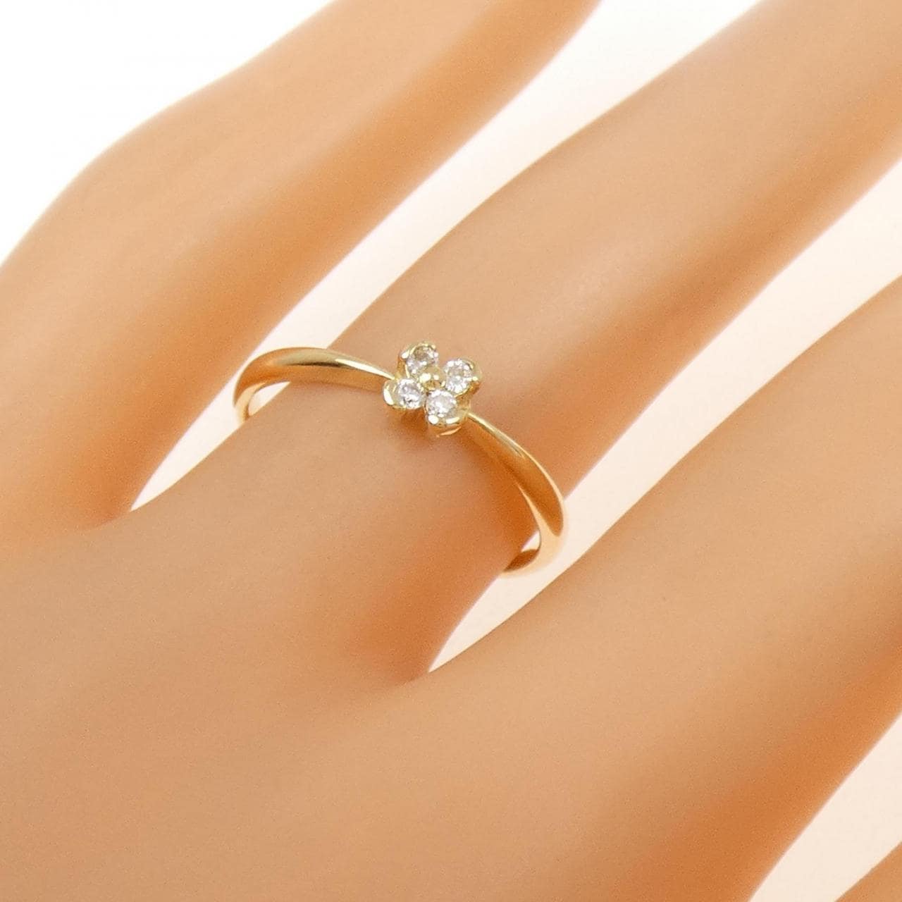 K18YG フラワー ダイヤモンド リング 0.07CT