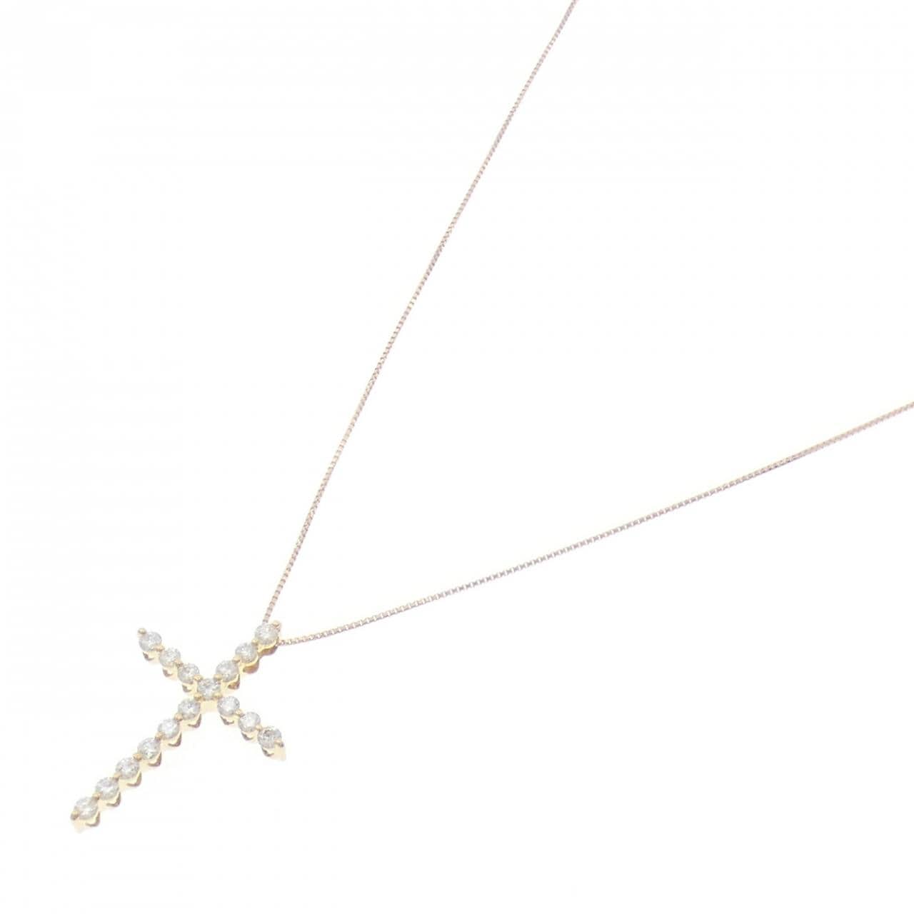 K18YG クロス ダイヤモンド ネックレス 0.50CT