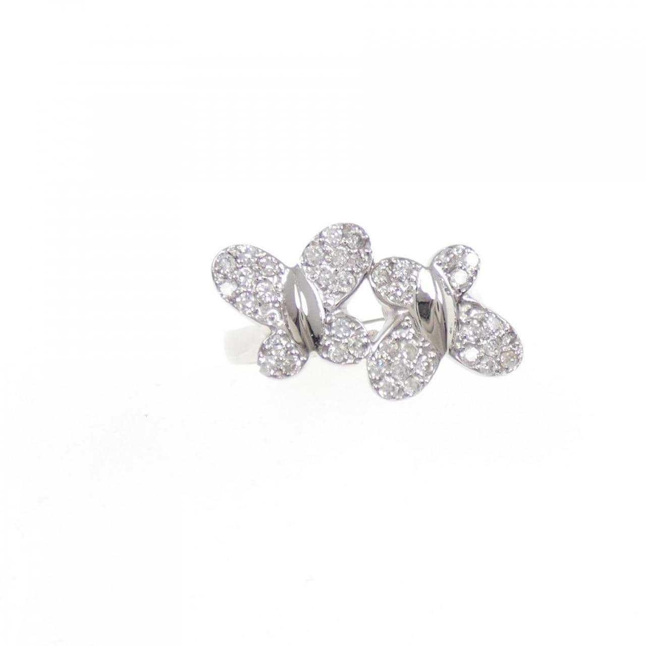 K18WG バタフライ ダイヤモンド リング 0.35CT