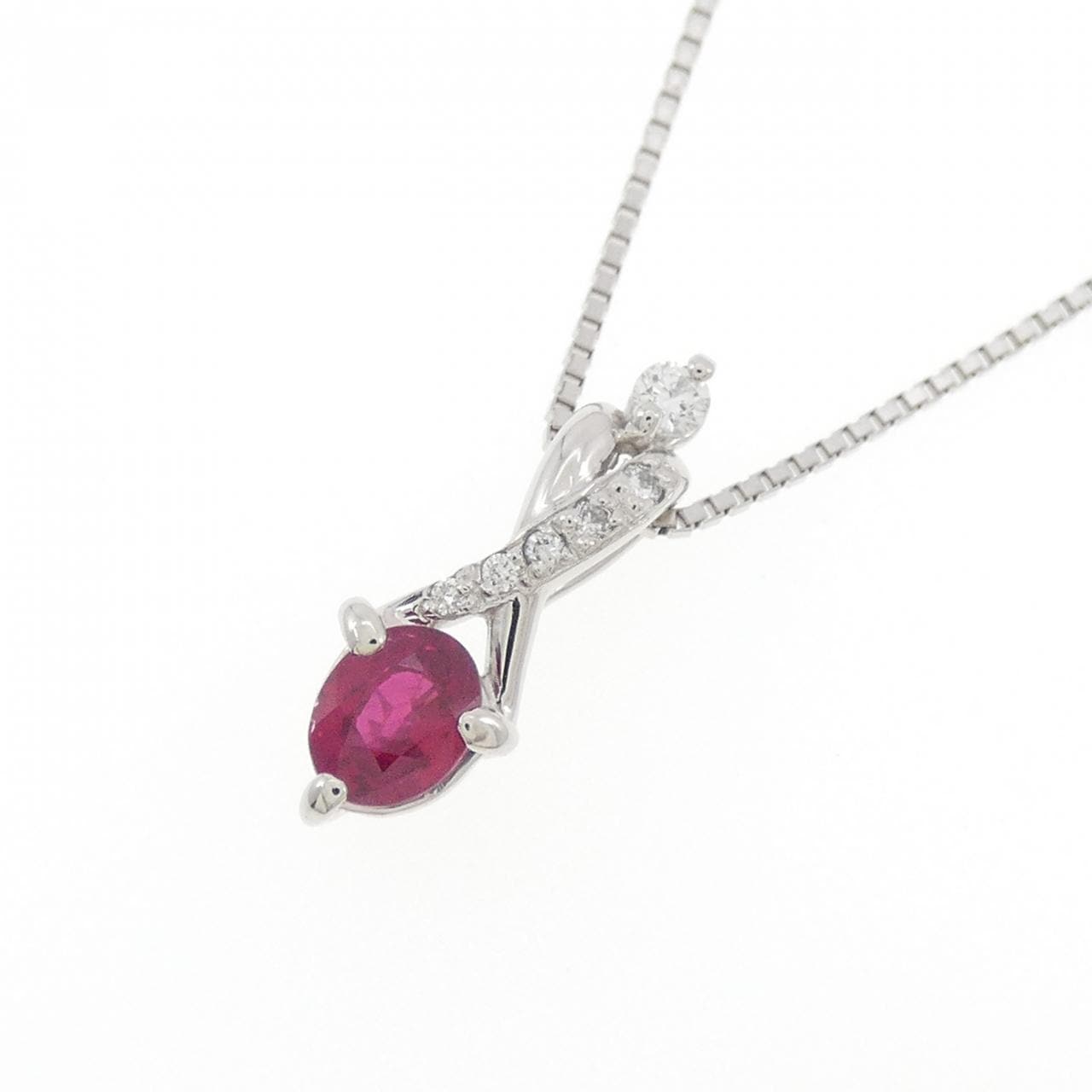 PT900/PT850 ルビー ネックレス 0.40CT