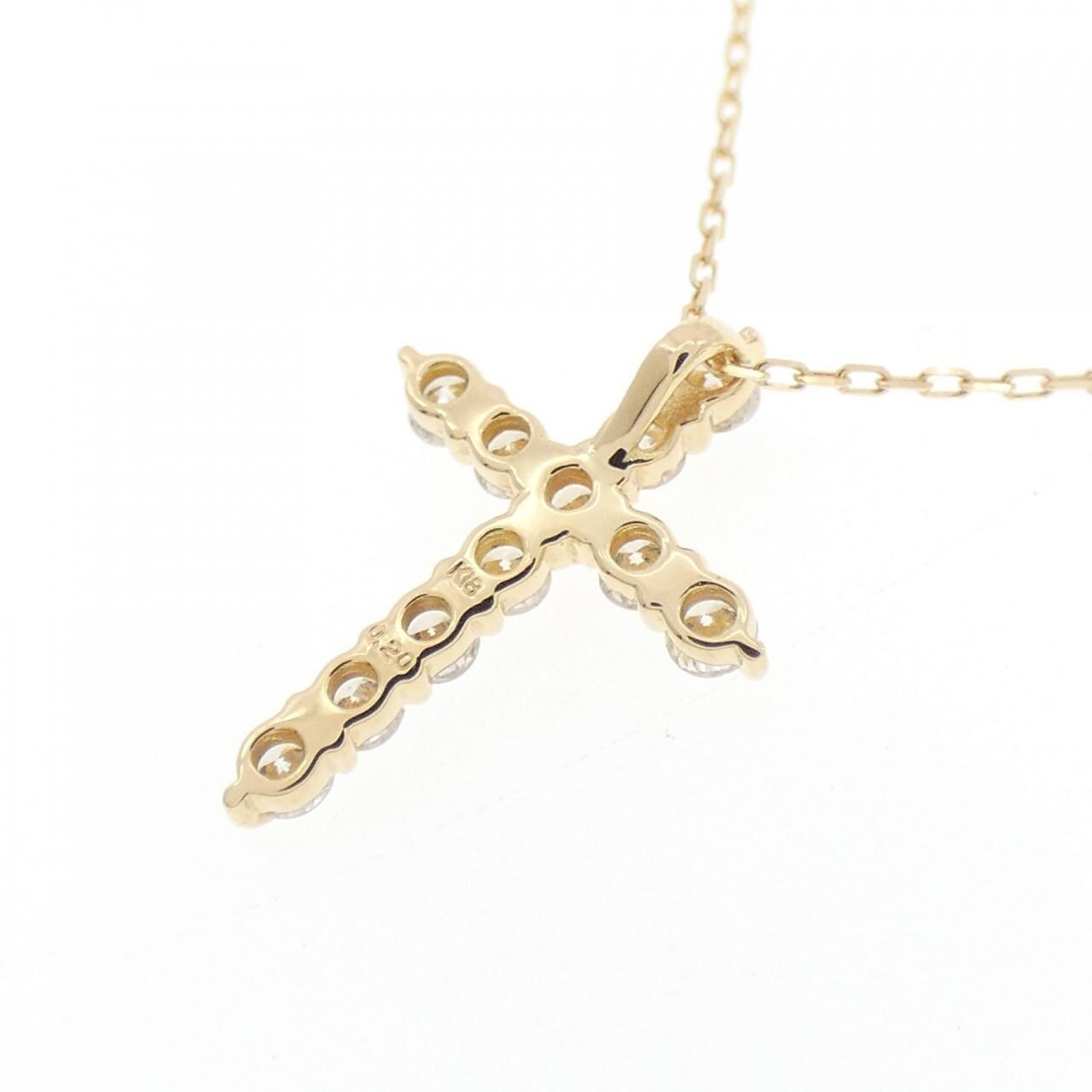 【新品】K18YG クロス ダイヤモンド ネックレス 0.20CT