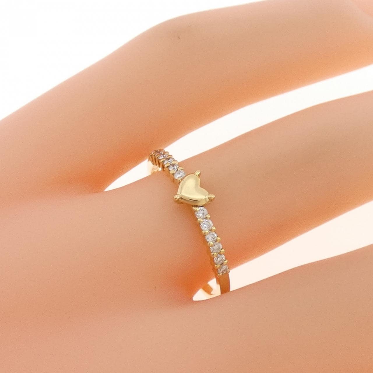 K18YG ハート ダイヤモンド リング 0.12CT