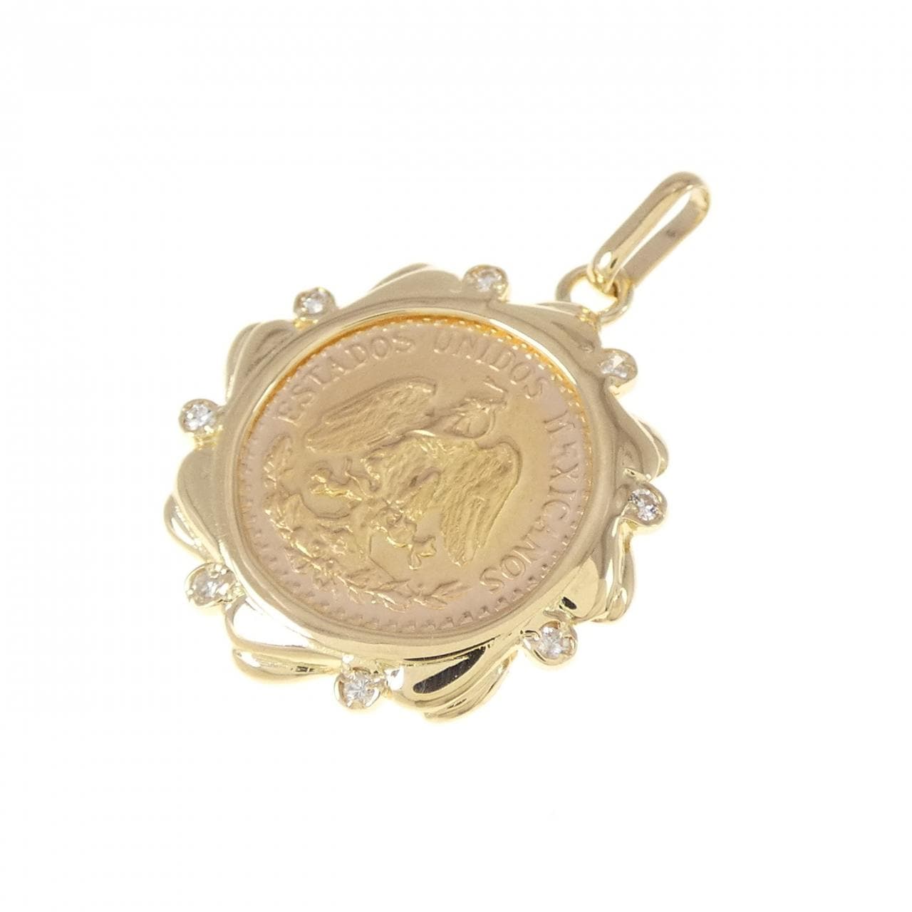 K18YG frame Diamond coin pendant