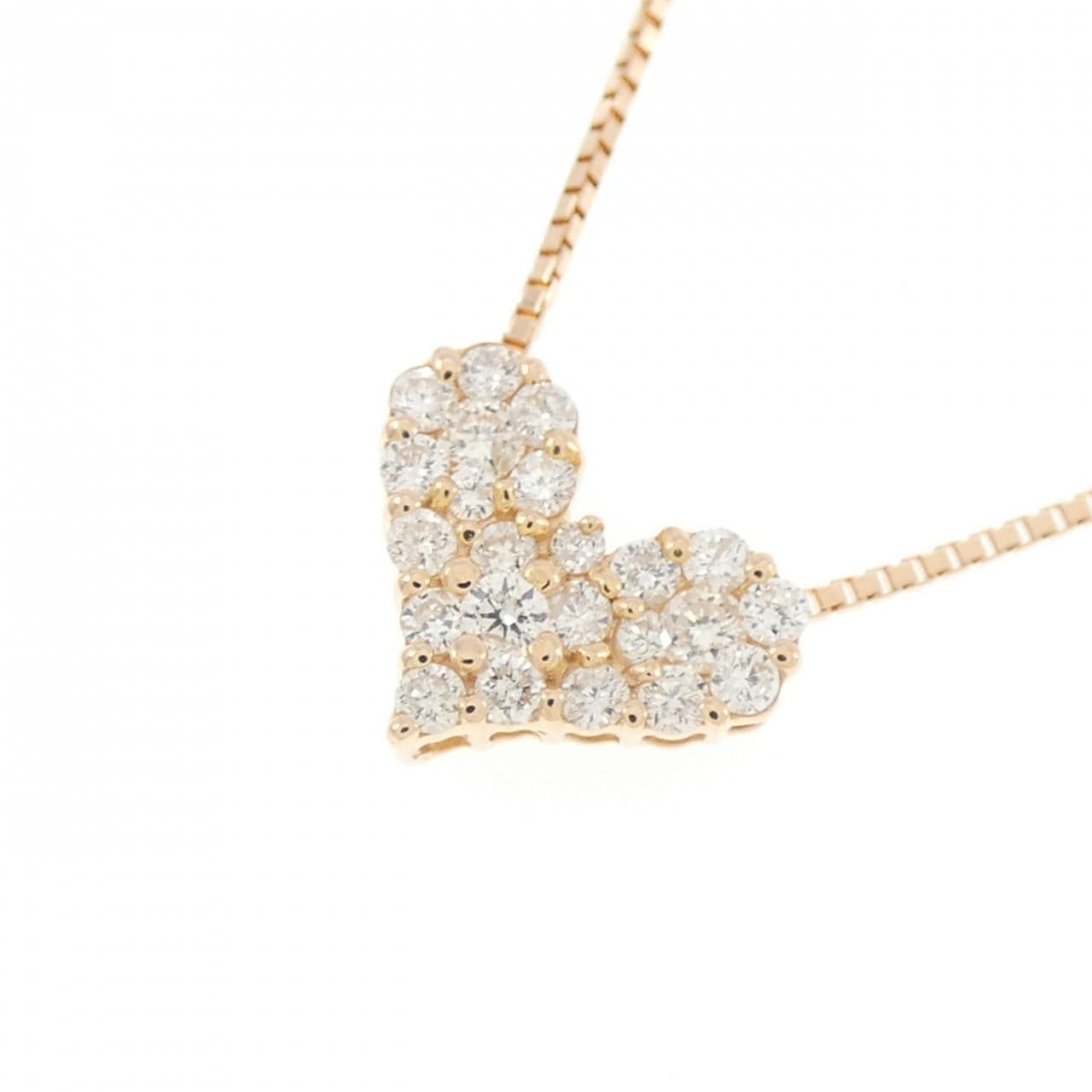 K18PG ハート ダイヤモンド ネックレス 0.30CT