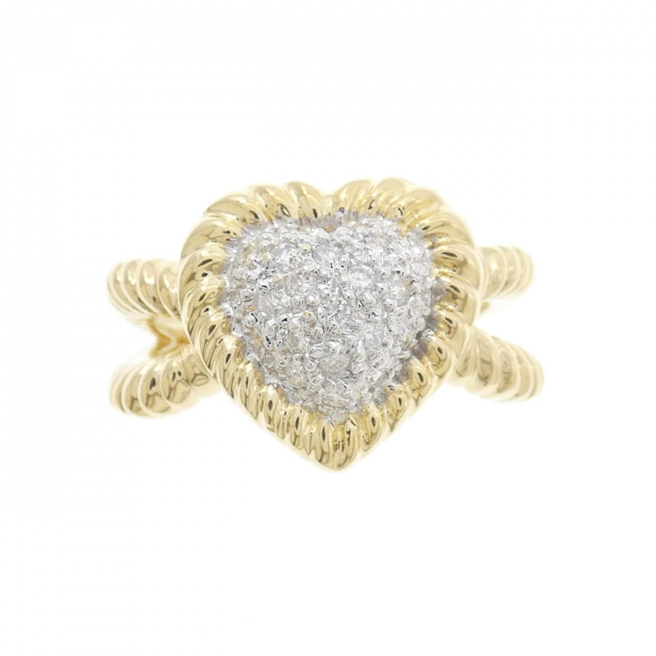 750YG/750WG ハート パヴェ ダイヤモンド リング 0.27CT