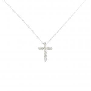 K14WG クロス ダイヤモンド ネックレス 0.15CT