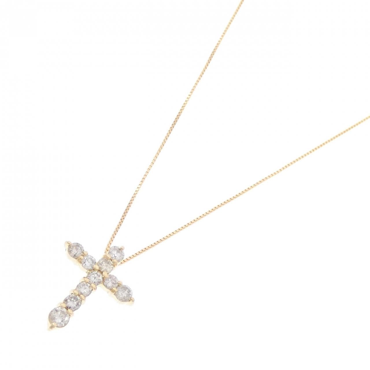 K18YG クロス ダイヤモンド ネックレス 0.30CT