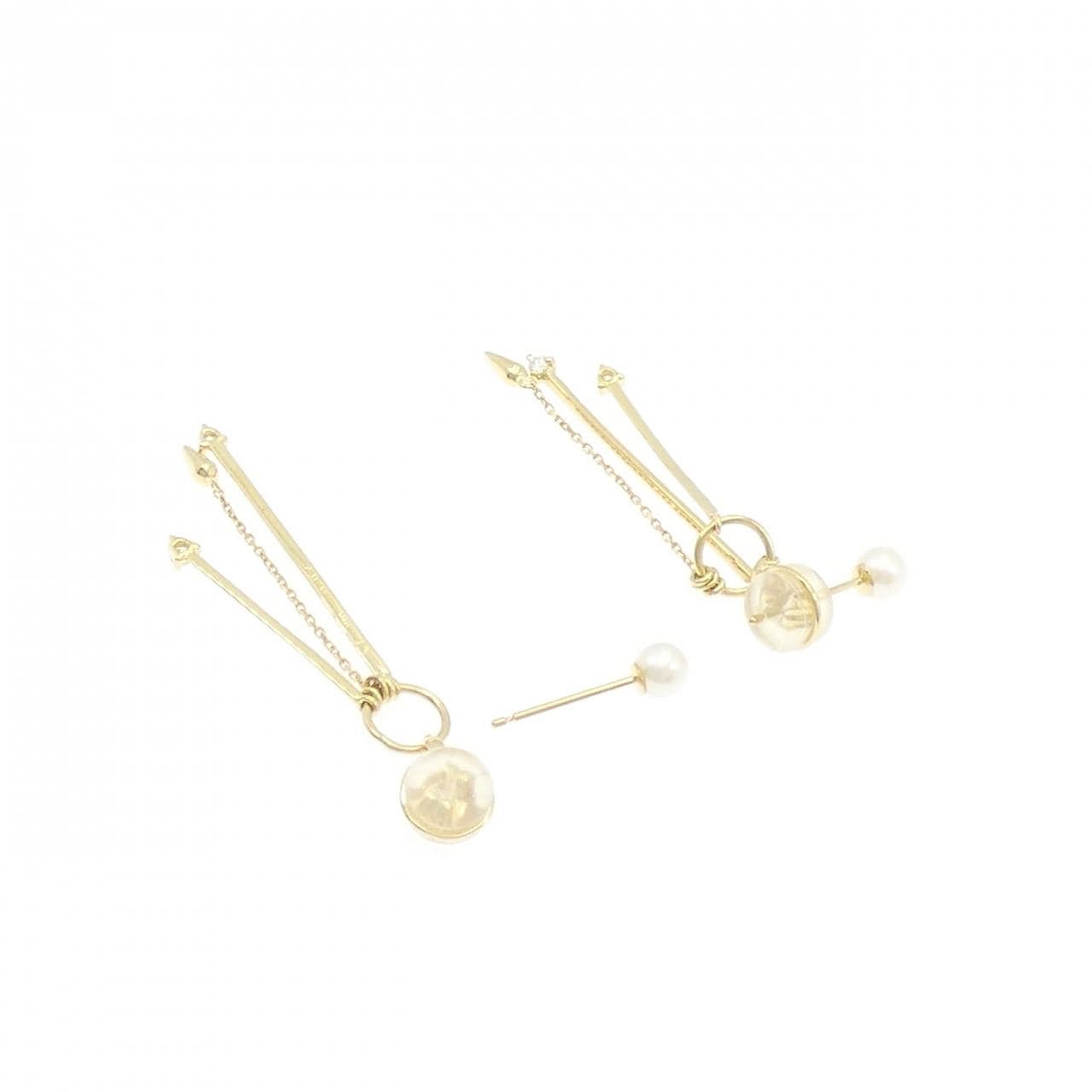 K18YG 淡水パール ピアス 4.1mm