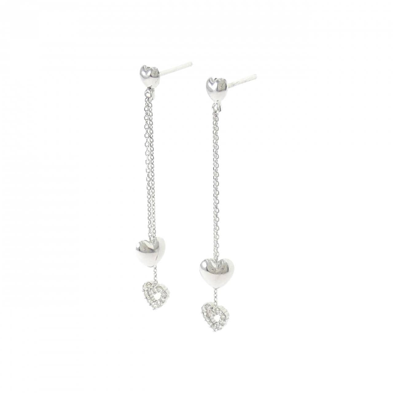 K18WG ハート ダイヤモンド ピアス