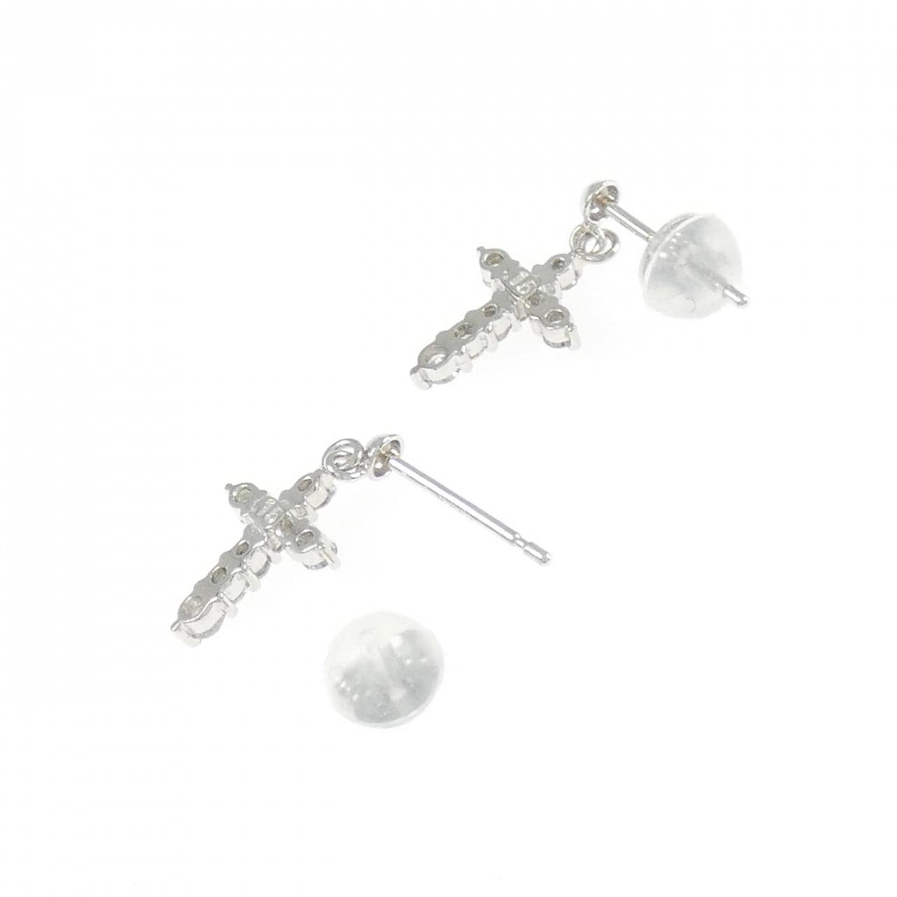 PT900 クロス ダイヤモンド ピアス 0.30CT