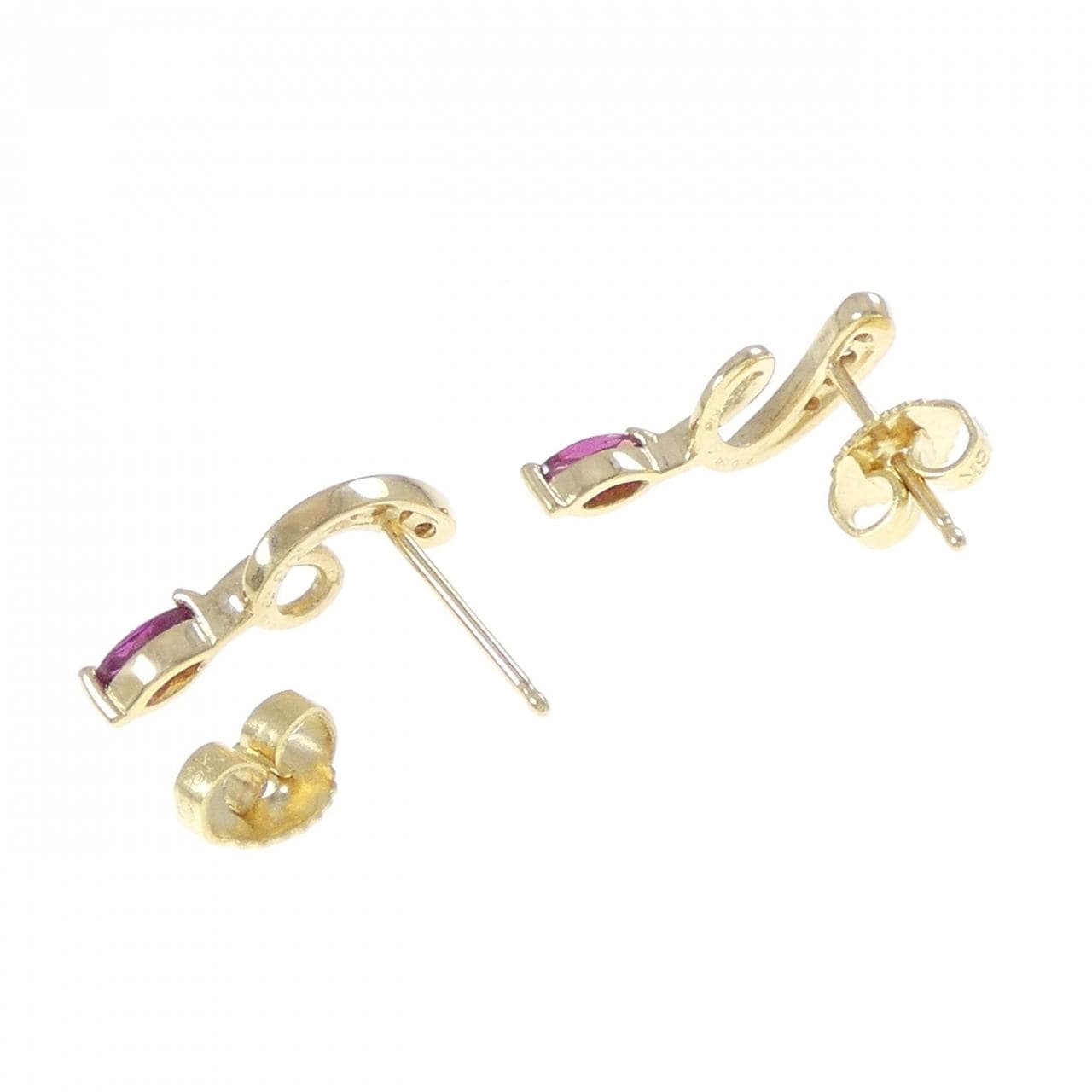 K18YG Ruby Earrings 0.34CT