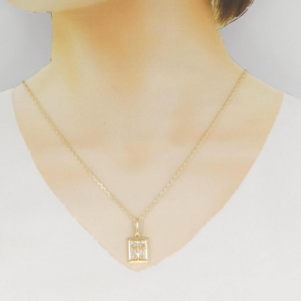 K18YG クロス ダイヤモンド ネックレス 0.33CT