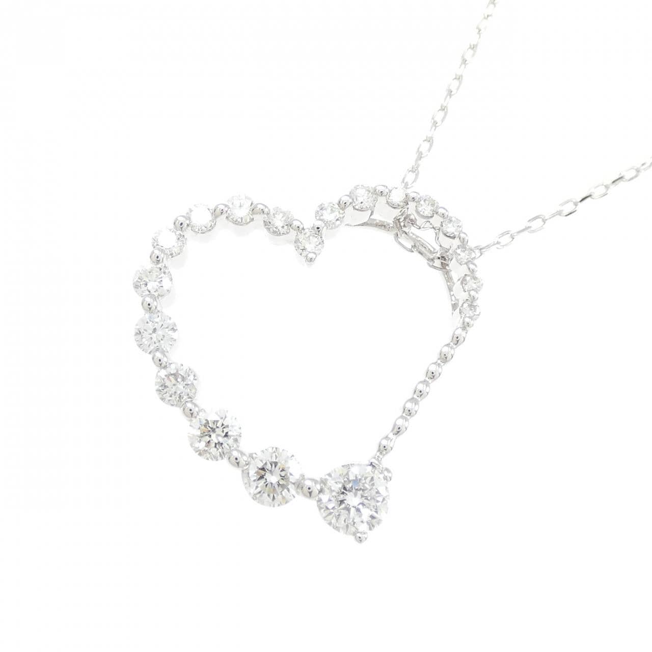 K18WG ハート ダイヤモンド ネックレス 1.000CT