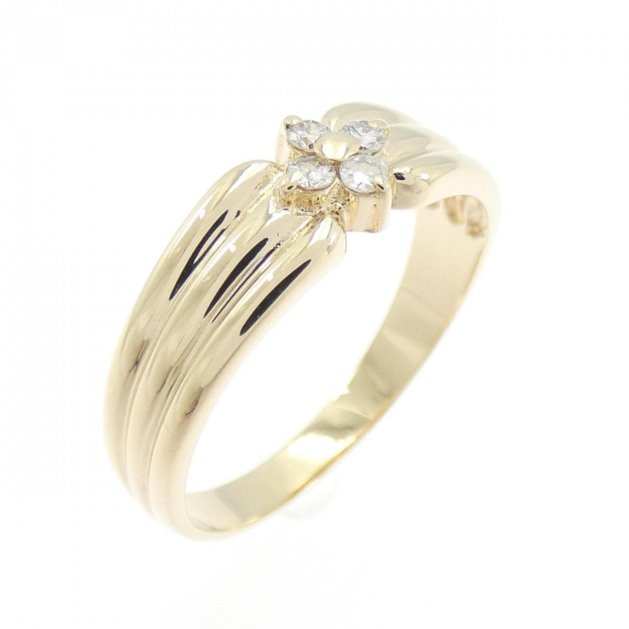 K10YG フラワー ダイヤモンド リング 0.06CT