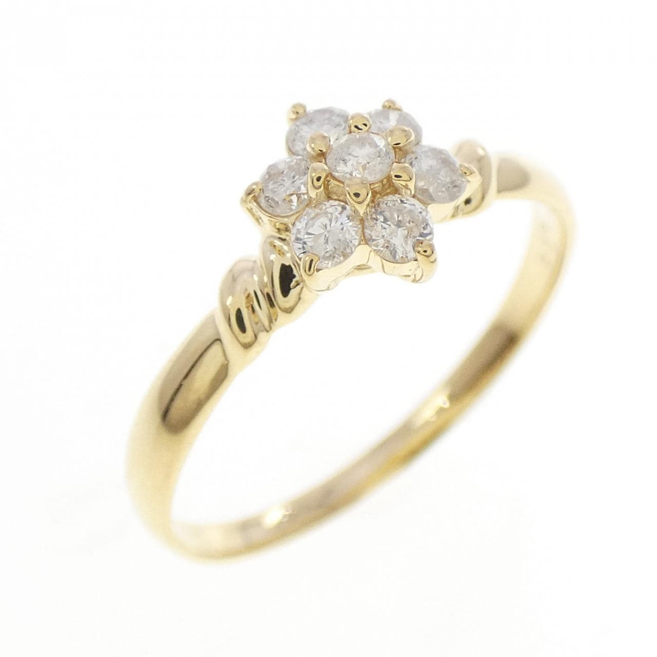 K18YG フラワー ダイヤモンド リング 0.24CT