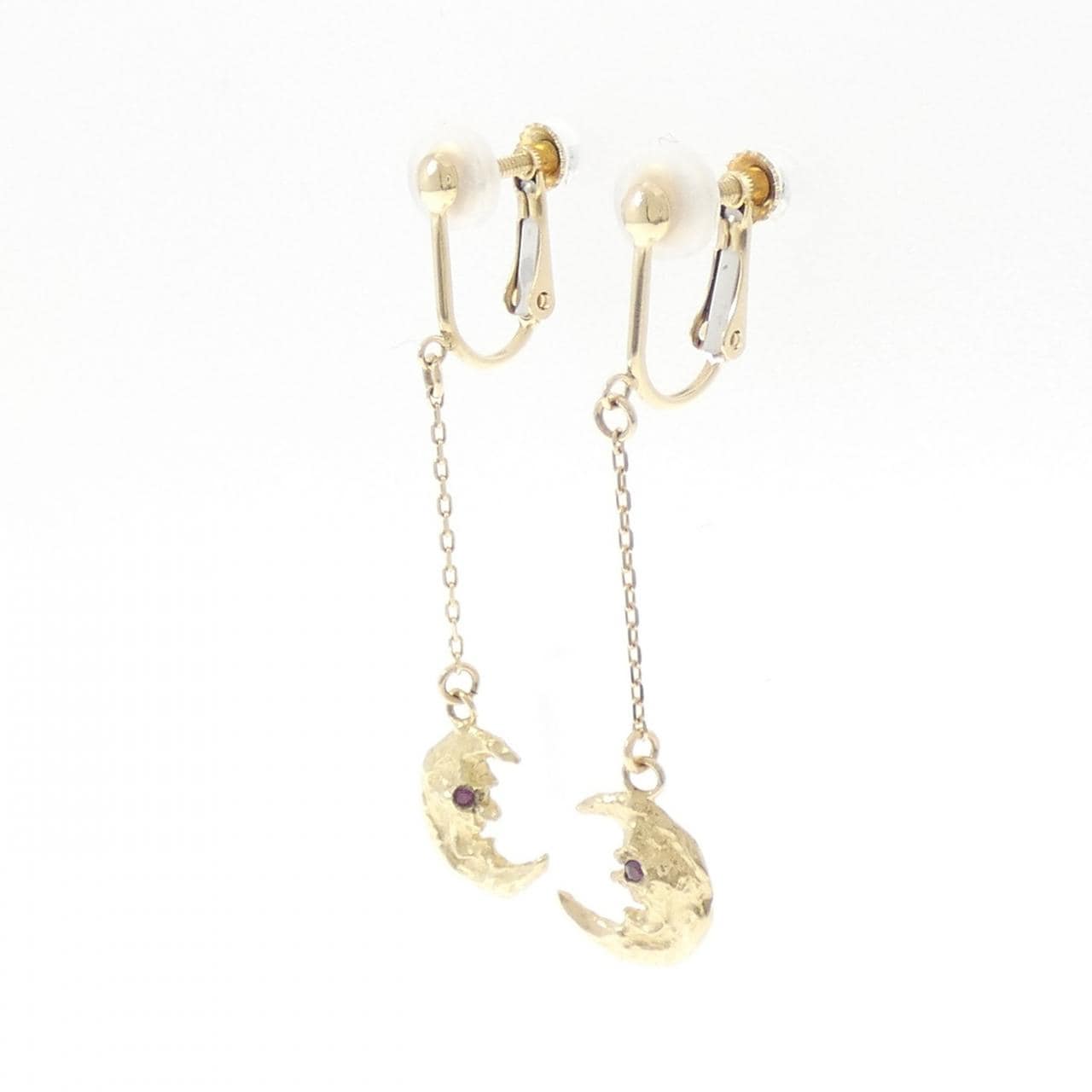 K10YG ムーン ルビー イヤリング