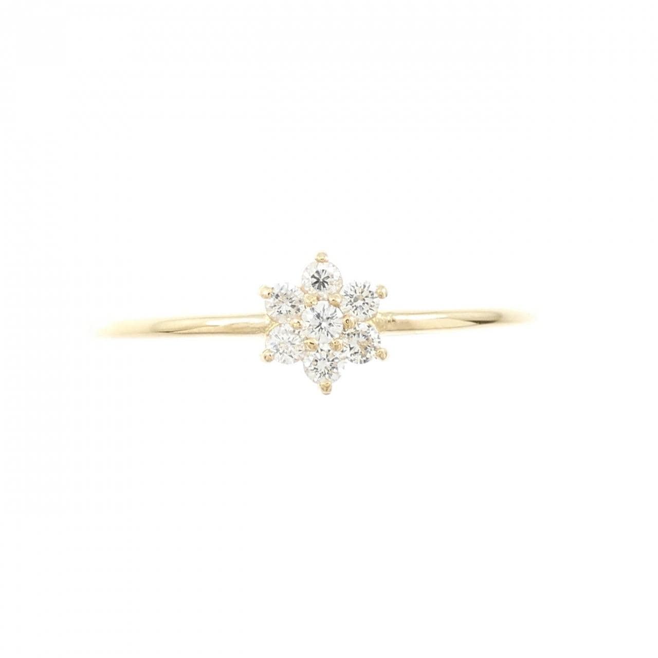 【リメイク】K18YG フラワー ダイヤモンド リング 0.10CT