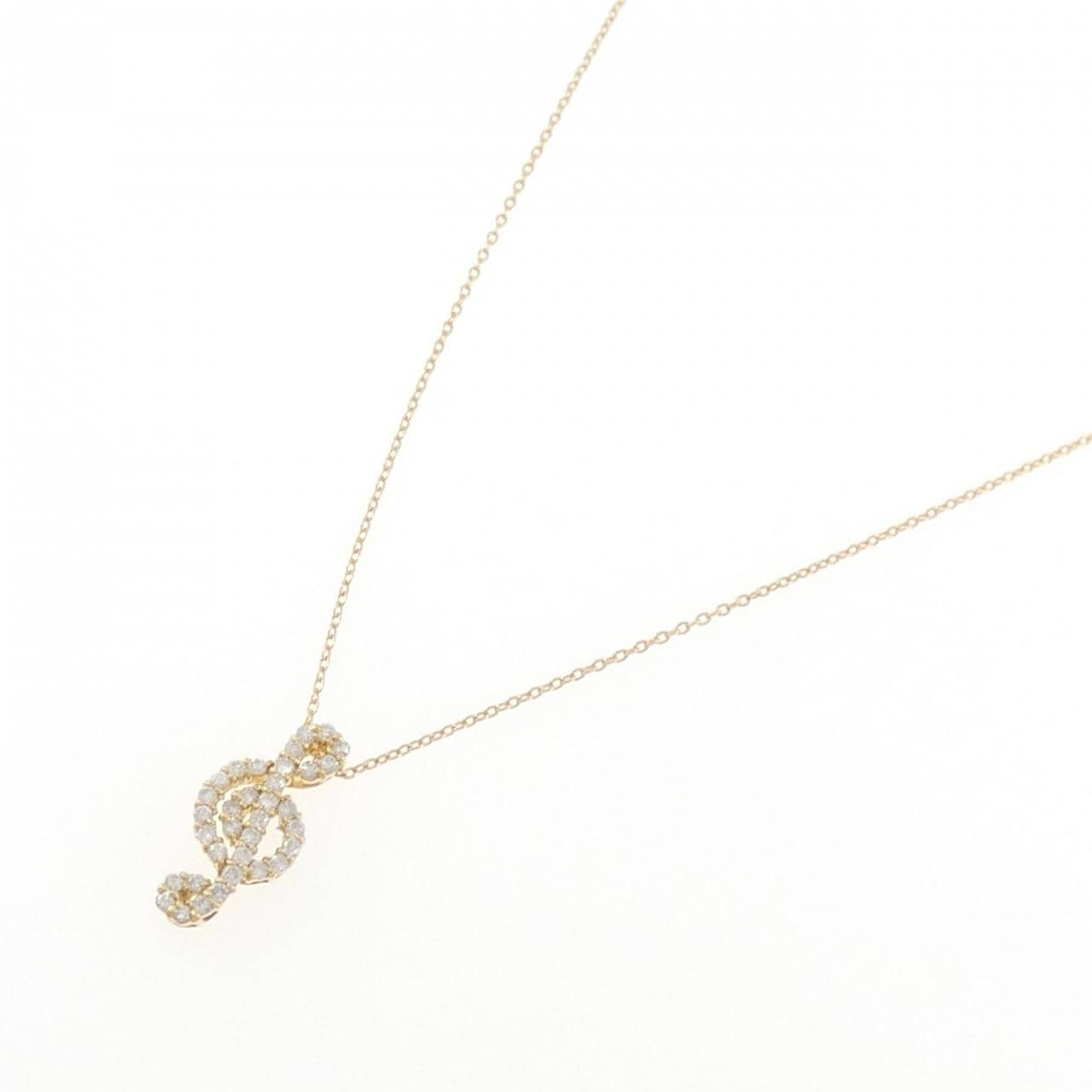K18YG ト音記号 ダイヤモンド ネックレス 0.30CT