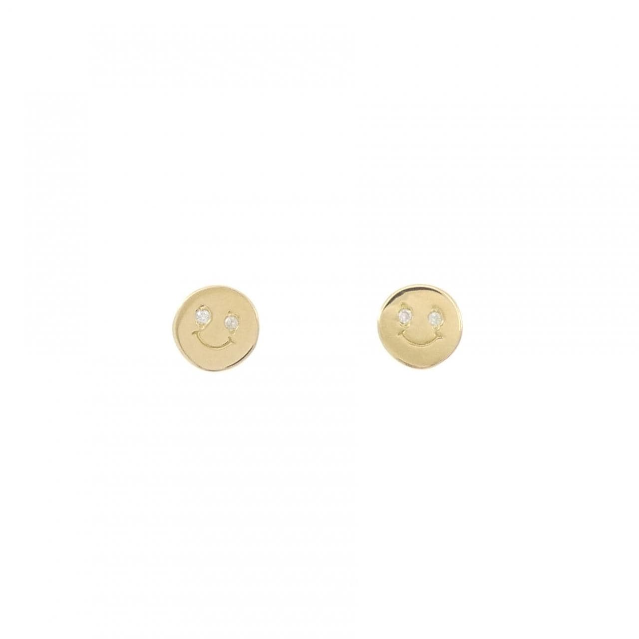 K18YG スマイル ダイヤモンド ピアス 0.02CT
