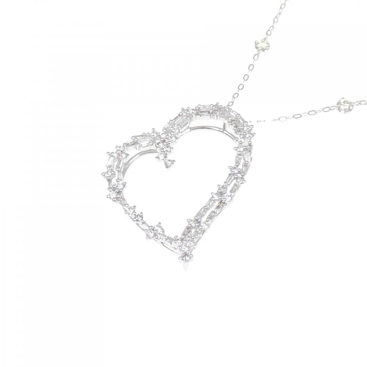 K18WG ハート ダイヤモンド ネックレス 0.80CT
