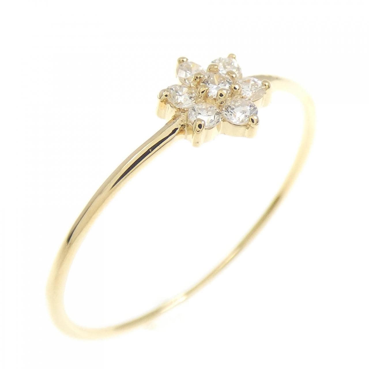 【リメイク】K18YG フラワー ダイヤモンド リング 0.10CT
