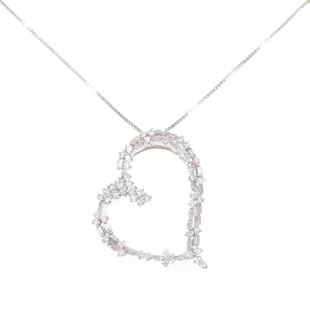 K18WG ハート ダイヤモンド ネックレス 0.80CT