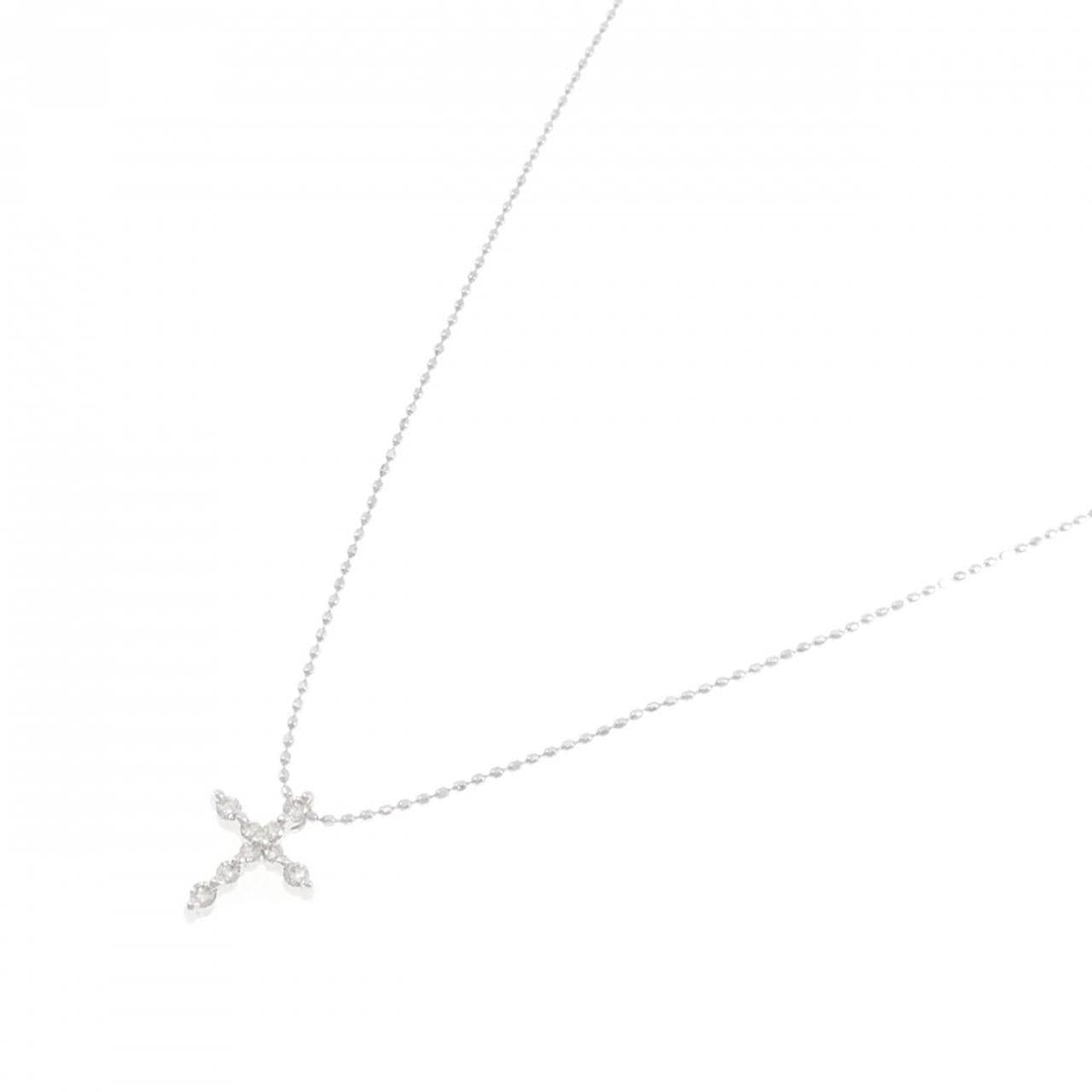 K10WG クロス ダイヤモンド ネックレス 0.15CT