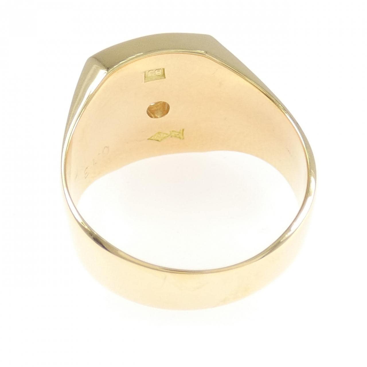 750YG 印台 ダイヤモンド リング 0.13CT