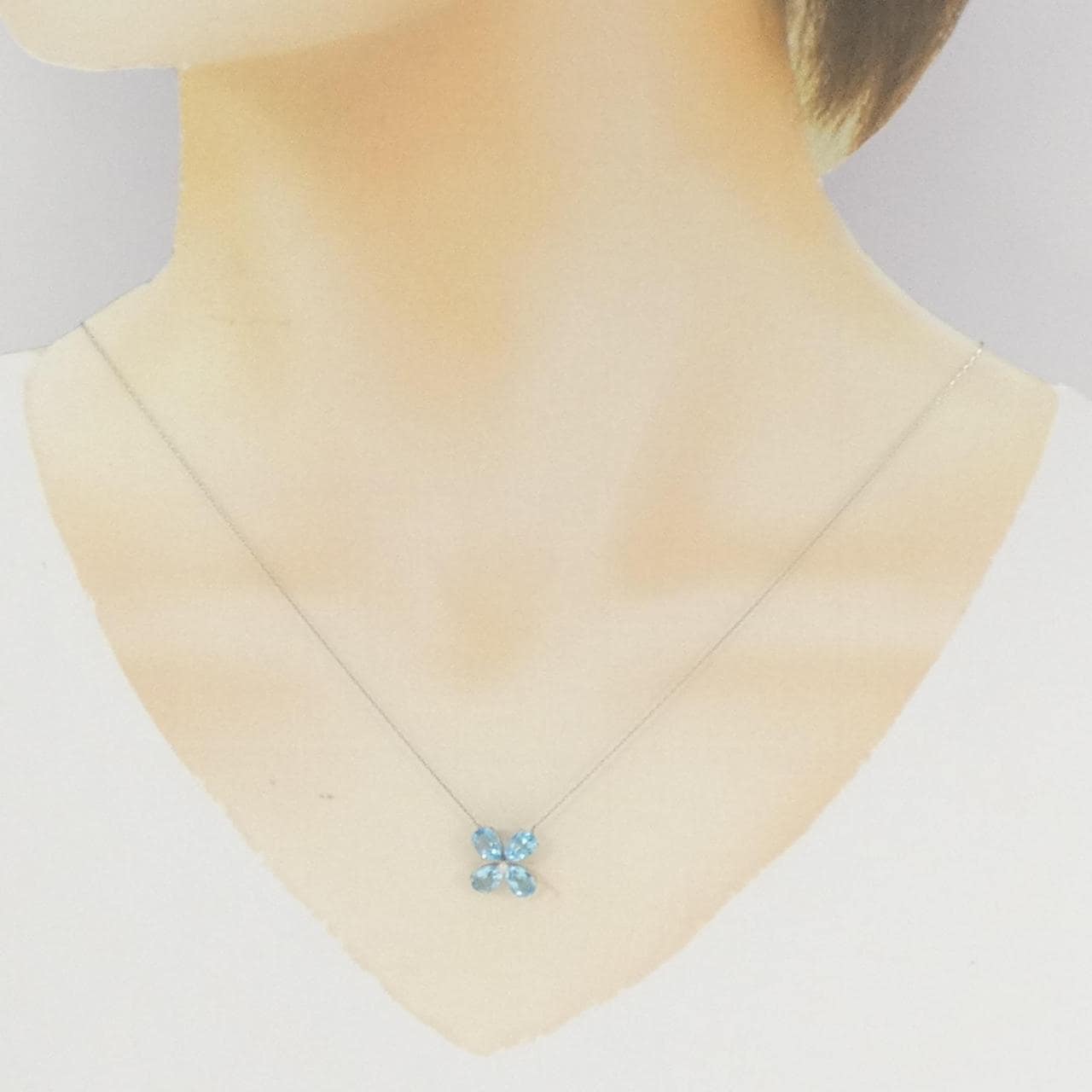 【新品】PT フラワー ブルートパーズ ネックレス 2.02CT