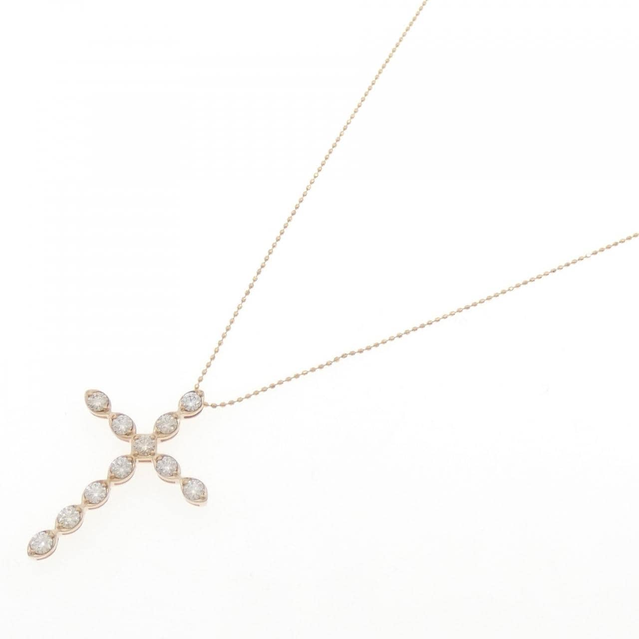 K18PG クロス ダイヤモンド ネックレス 1.00CT