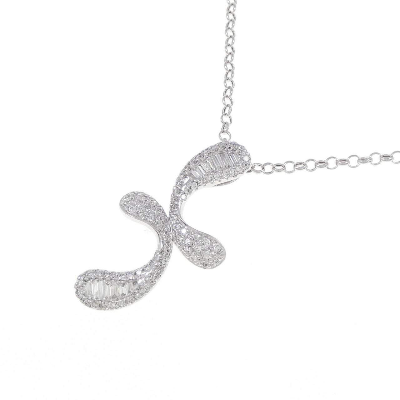 K18WG/750WG ダイヤモンド ネックレス 0.59CT