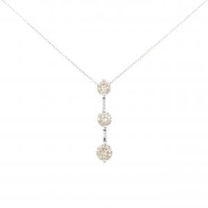 K18WG スリーストーン ダイヤモンド ネックレス 1.00CT