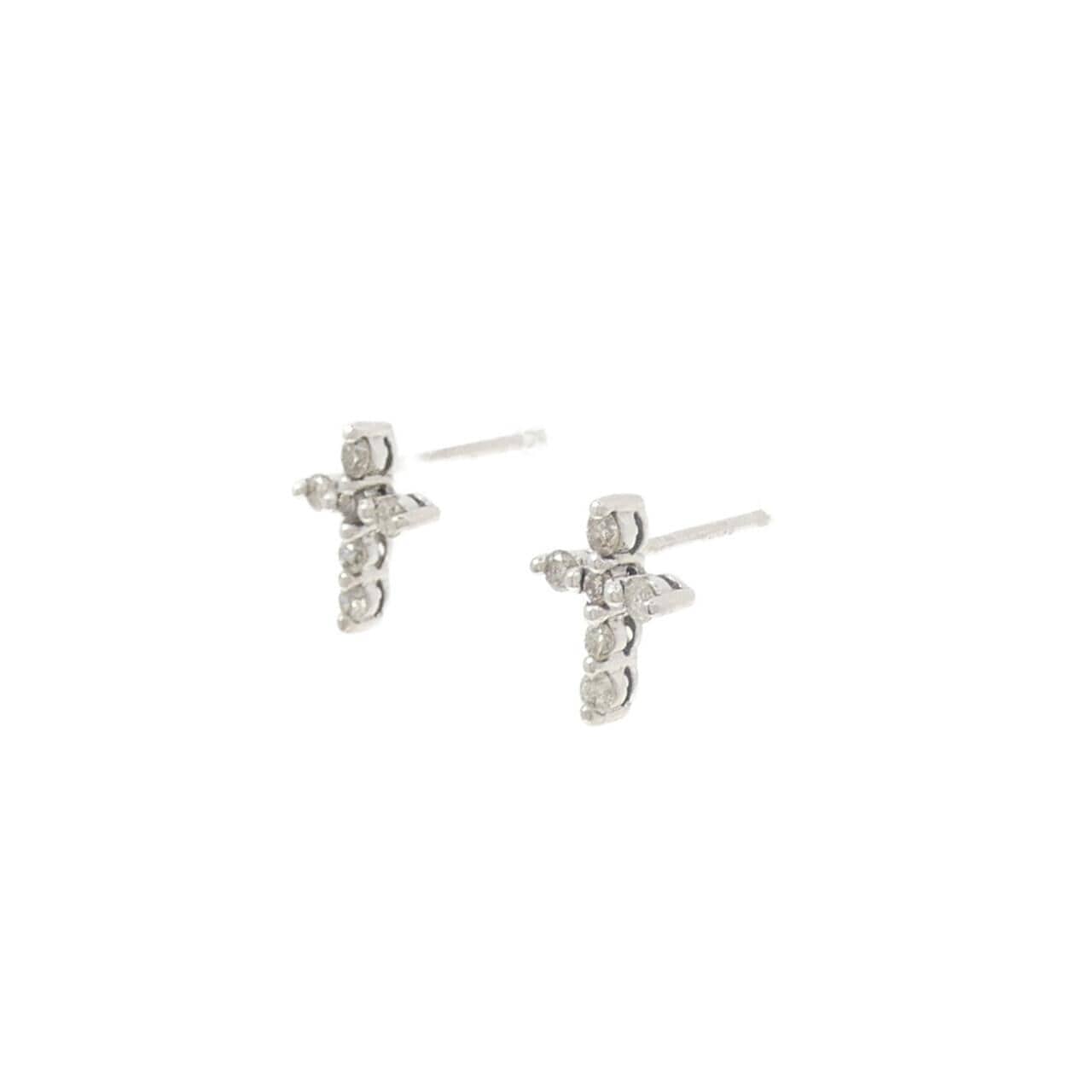 K18WG cross Diamond earrings 0.2CT